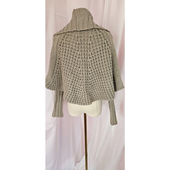 NEW STEFANEL Grey Knit Asymmetric Wrap Jumper Shawl Unusual Oversized WOOL Bl XS - Picture 3 of 4